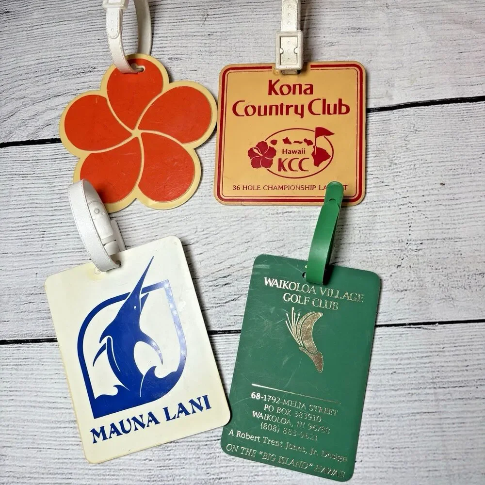 Vintage Golf Bag Tag Lot of 4 Hawaii Kona Resort Mauna Kea Mauna Lani Waikoloa